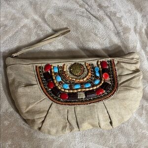 Embellished Beige Clutch